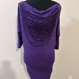 New bebe sapphire beaded tunic top size S